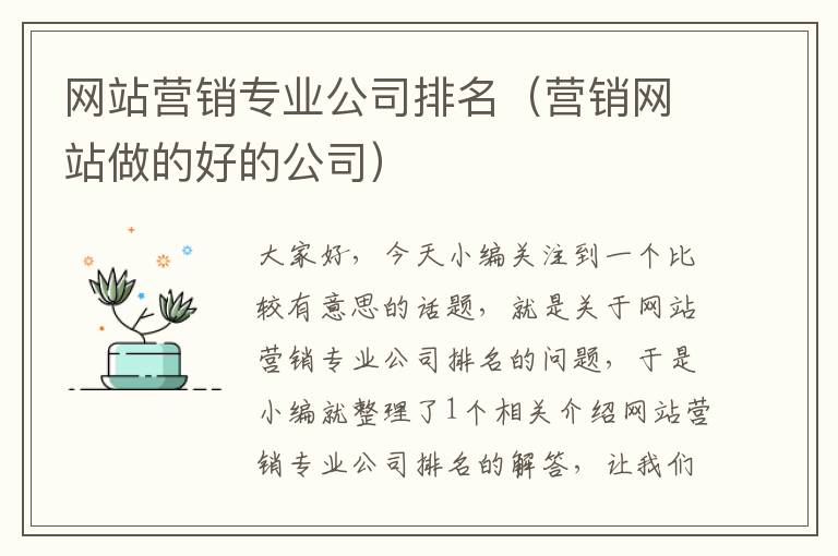 网站营销专业公司排名（营销网站做的好的公司）