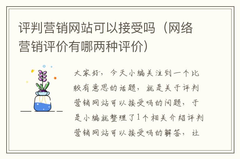 评判营销网站可以接受吗（网络营销评价有哪两种评价）