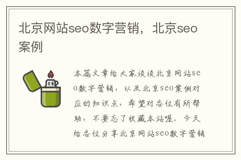 北京网站seo数字营销，北京seo案例