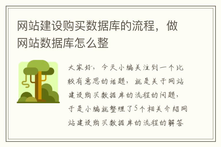 网站建设购买数据库的流程，做网站数据库怎么整