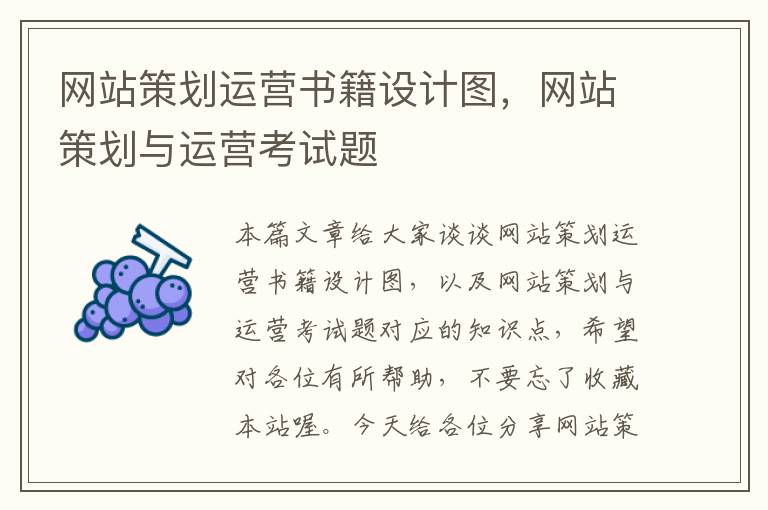 网站策划运营书籍设计图，网站策划与运营考试题