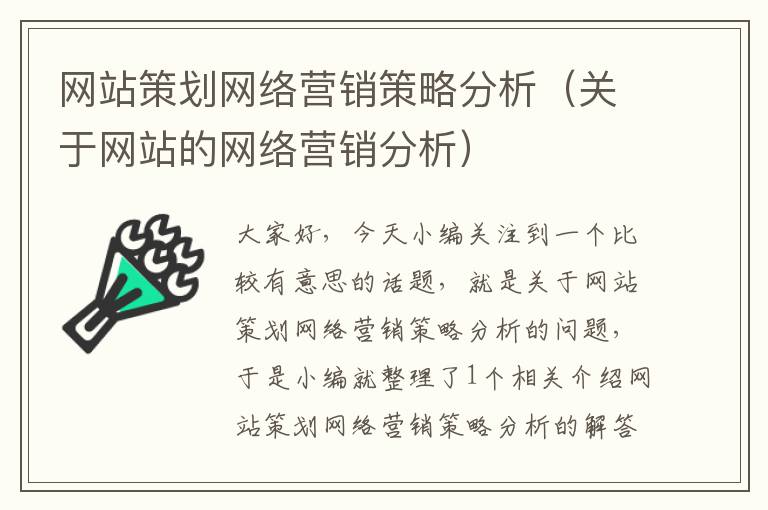 网站策划网络营销策略分析（关于网站的网络营销分析）