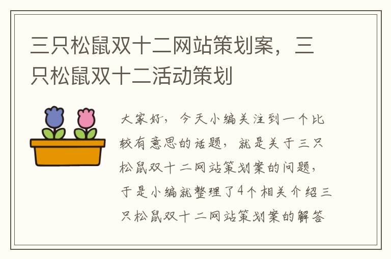 三只松鼠双十二网站策划案，三只松鼠双十二活动策划