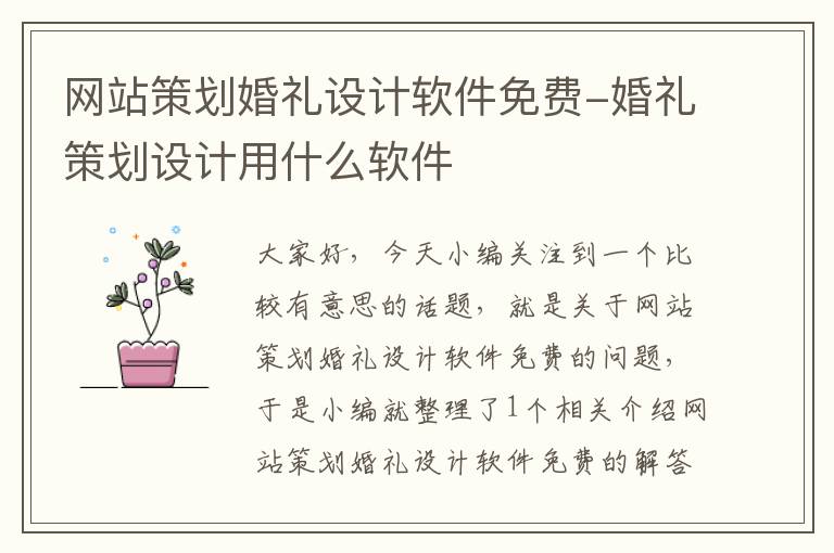 网站策划婚礼设计软件免费-婚礼策划设计用什么软件