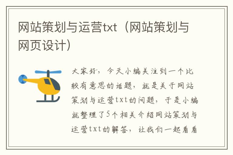 网站策划与运营txt（网站策划与网页设计）