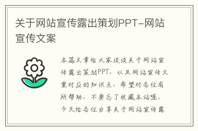 关于网站宣传露出策划PPT-网站宣传文案