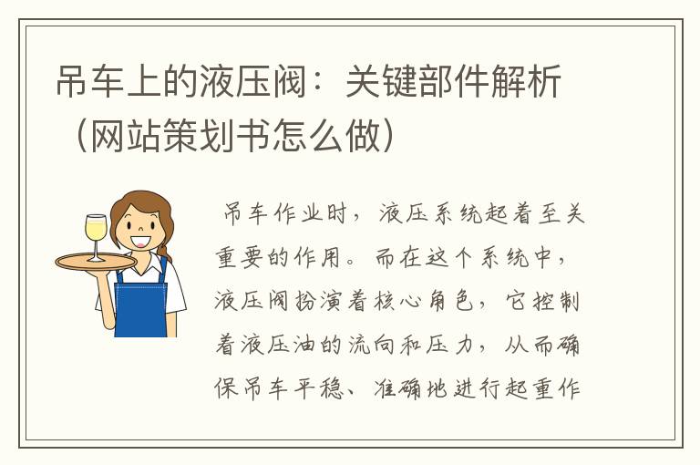 吊车上的液压阀：关键部件解析（网站策划书怎么做）