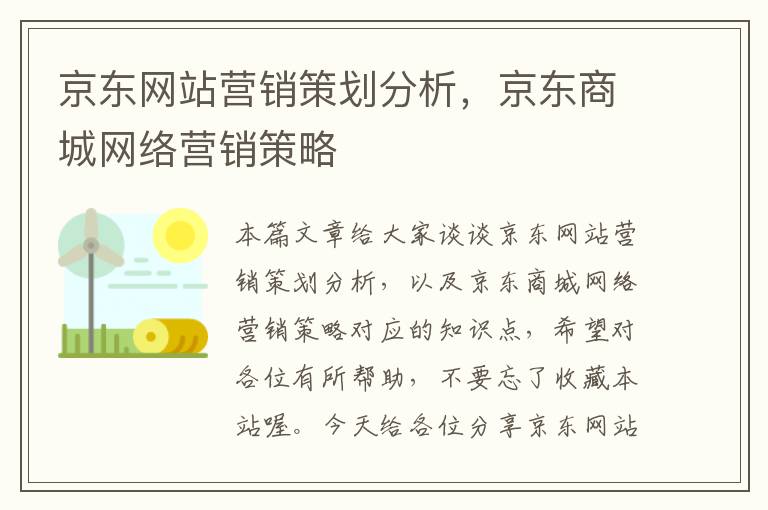 京东网站营销策划分析，京东商城网络营销策略