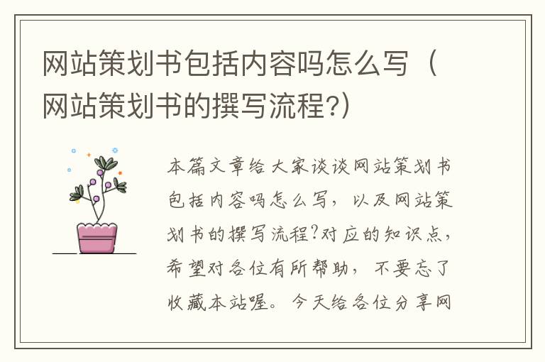 网站策划书包括内容吗怎么写（网站策划书的撰写流程?）