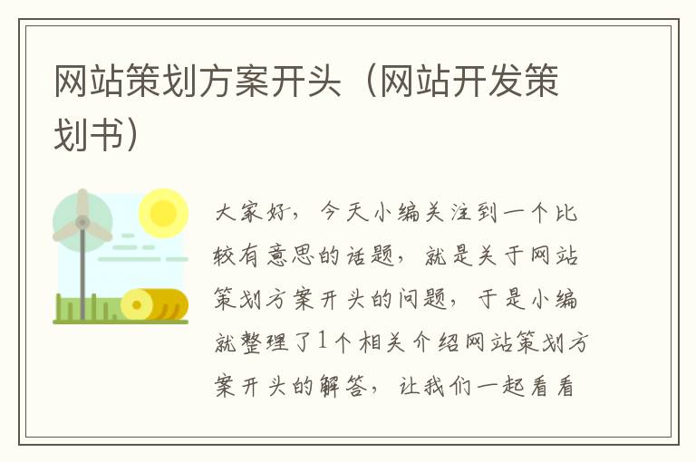 网站策划方案开头（网站开发策划书）