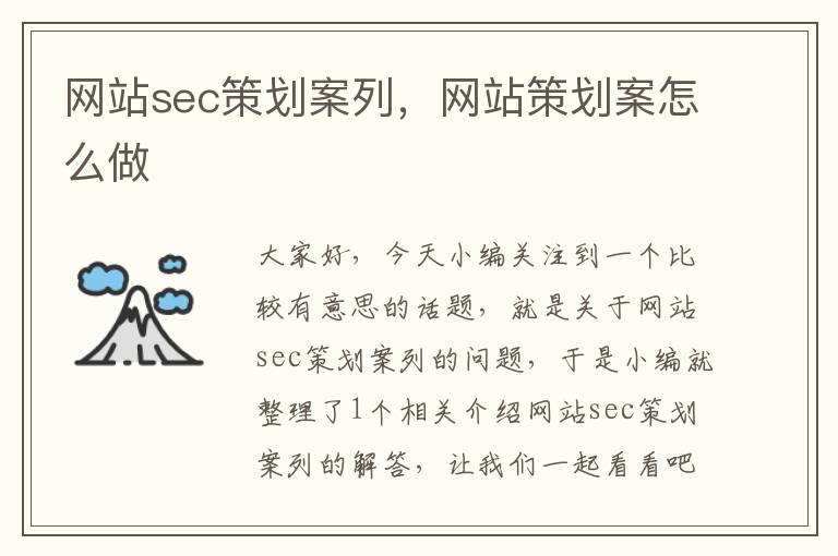 网站sec策划案列，网站策划案怎么做