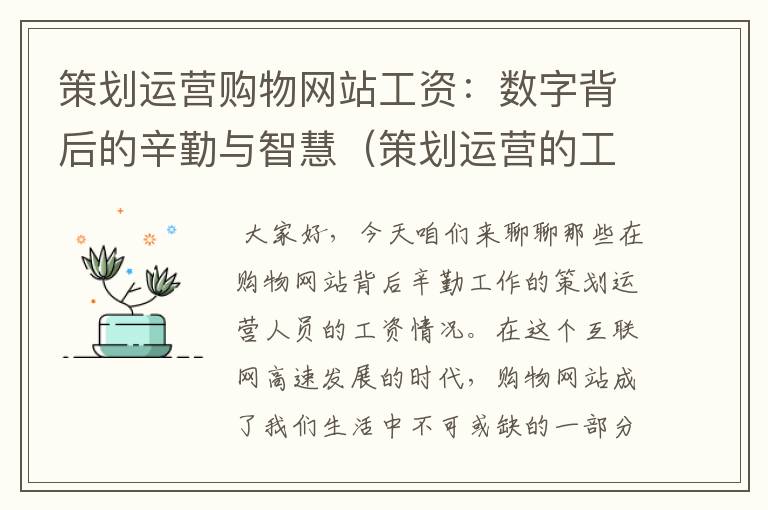 策划运营购物网站工资：数字背后的辛勤与智慧（策划运营的工资）