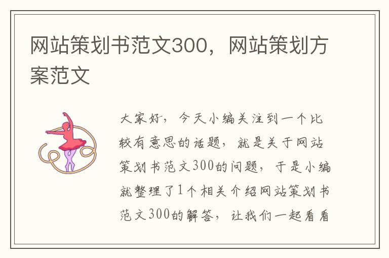 网站策划书范文300，网站策划方案范文