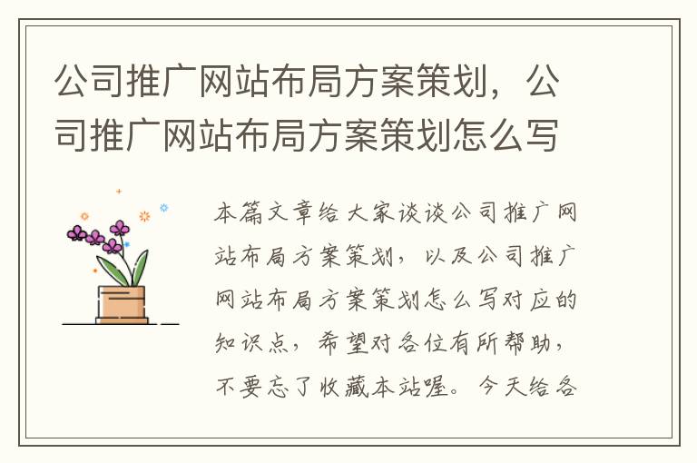 公司推广网站布局方案策划，公司推广网站布局方案策划怎么写