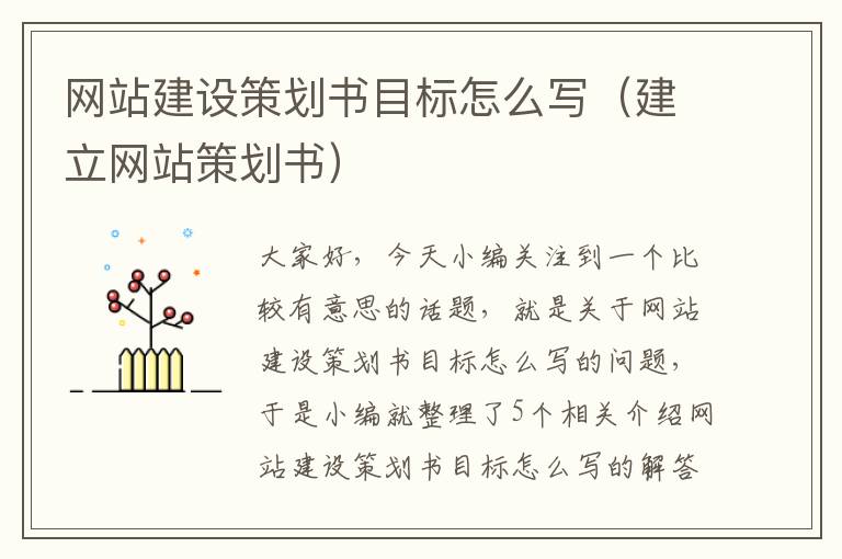 网站建设策划书目标怎么写（建立网站策划书）