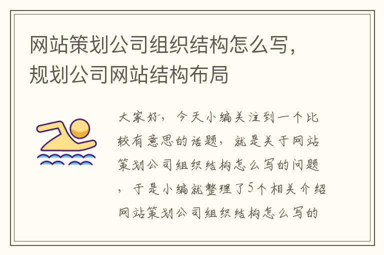 网站策划公司组织结构怎么写，规划公司网站结构布局