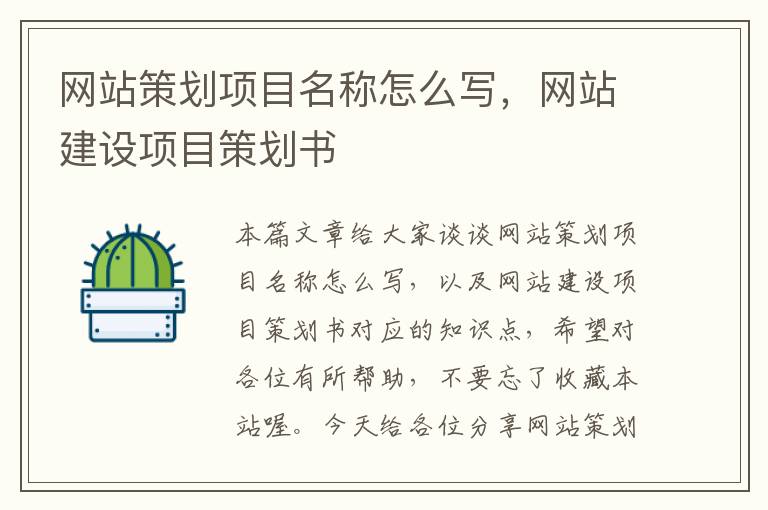 网站策划项目名称怎么写，网站建设项目策划书