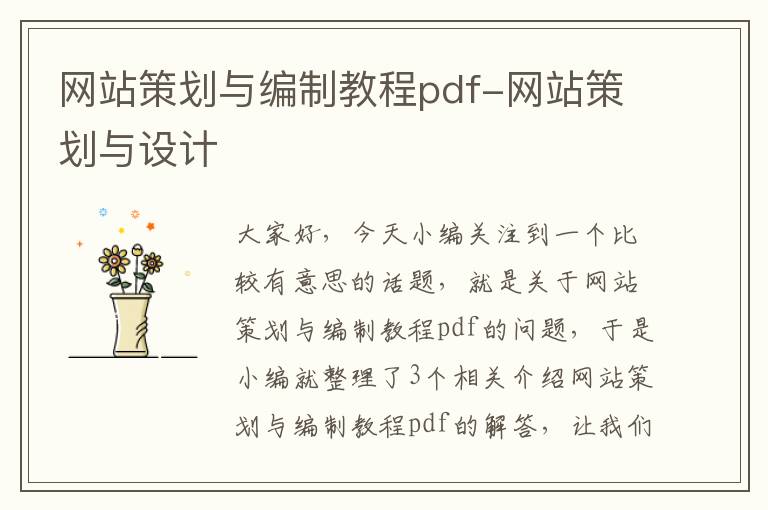 网站策划与编制教程pdf-网站策划与设计