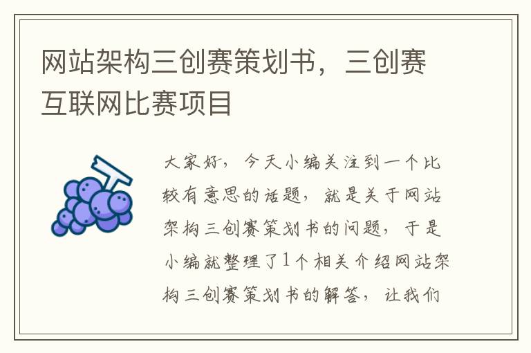 网站架构三创赛策划书，三创赛互联网比赛项目