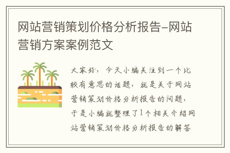 网站营销策划价格分析报告-网站营销方案案例范文