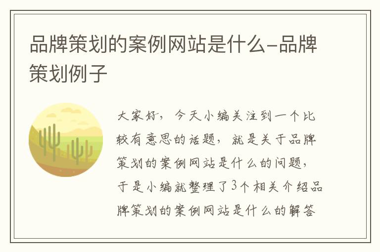 品牌策划的案例网站是什么-品牌策划例子