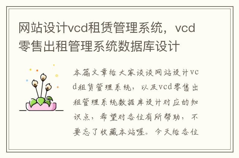 网站设计vcd租赁管理系统，vcd零售出租管理系统数据库设计