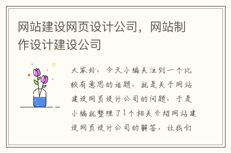 网站建设网页设计公司，网站制作设计建设公司