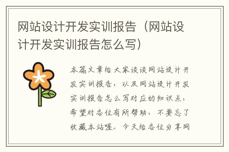 网站设计开发实训报告（网站设计开发实训报告怎么写）