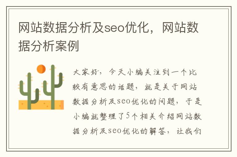 网站数据分析及seo优化，网站数据分析案例