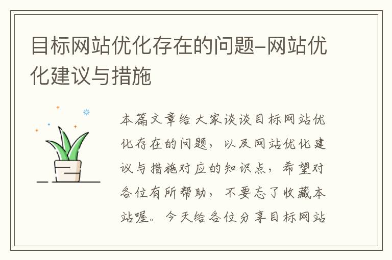 目标网站优化存在的问题-网站优化建议与措施