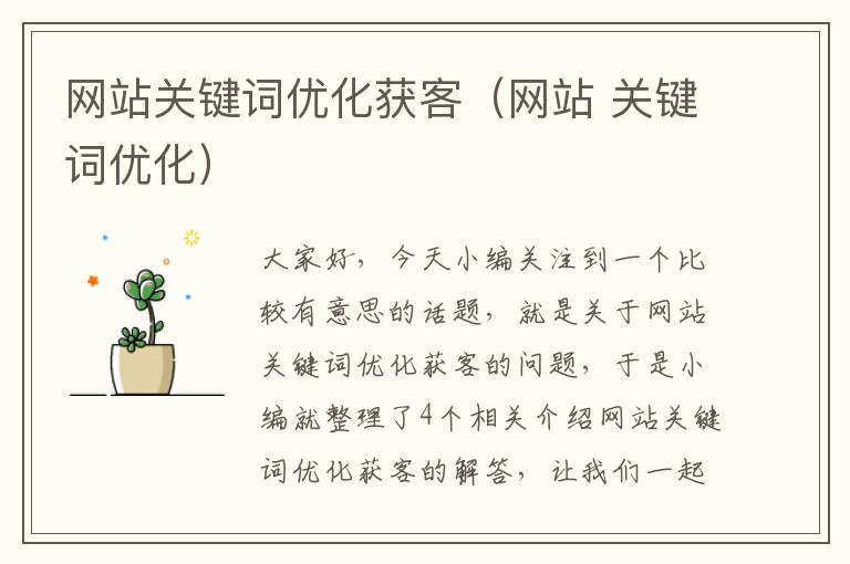 网站关键词优化获客（网站 关键词优化）