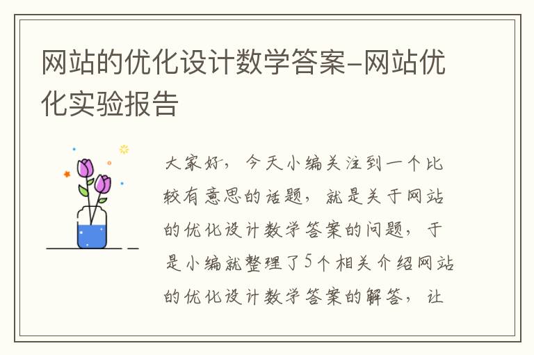 网站的优化设计数学答案-网站优化实验报告