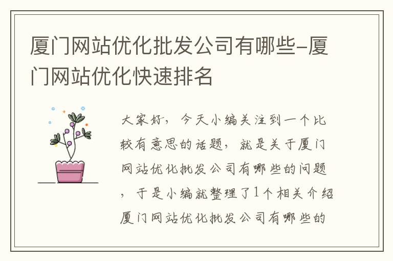 厦门网站优化批发公司有哪些-厦门网站优化快速排名