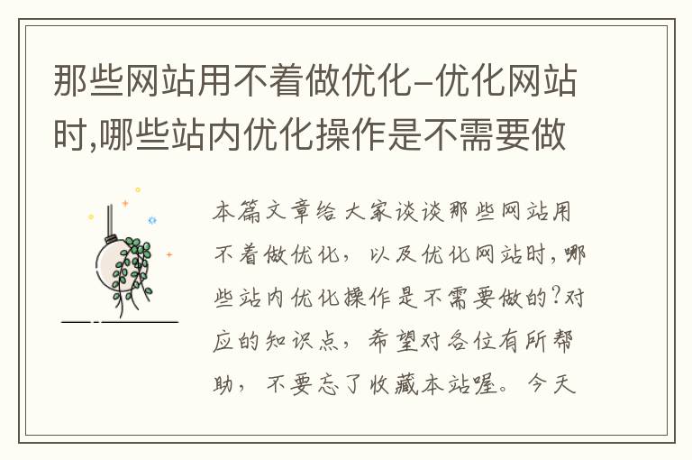 那些网站用不着做优化-优化网站时,哪些站内优化操作是不需要做的?