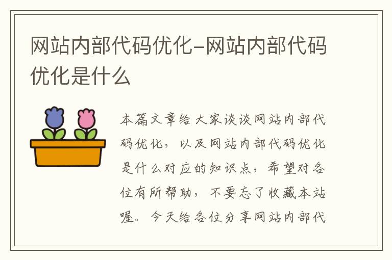 网站内部代码优化-网站内部代码优化是什么