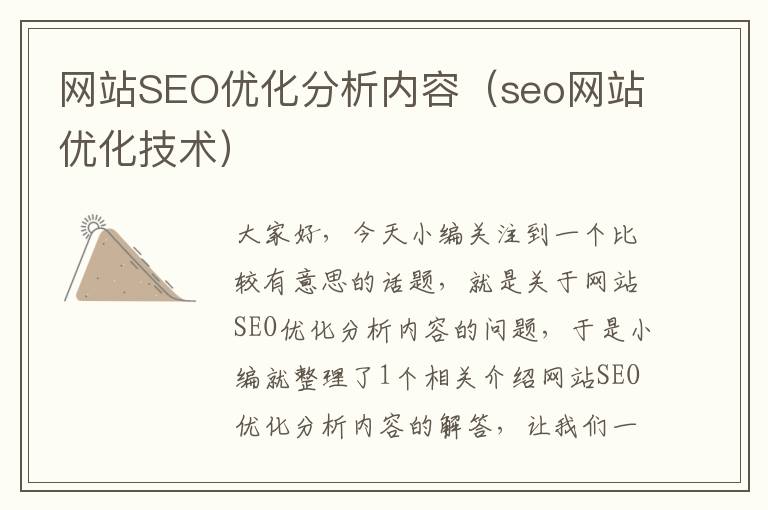 网站SEO优化分析内容（seo网站优化技术）