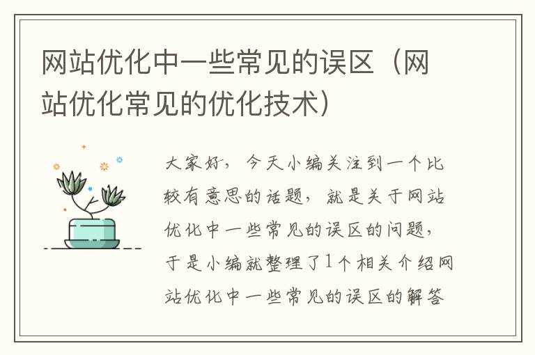 网站优化中一些常见的误区（网站优化常见的优化技术）