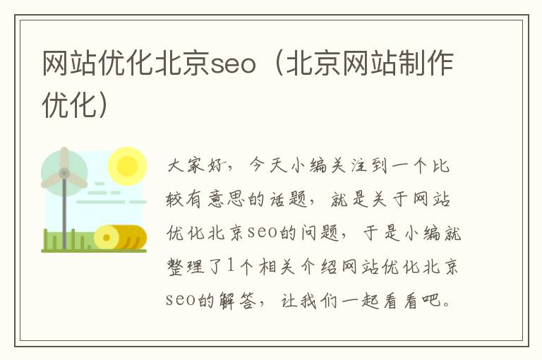 网站优化北京seo（北京网站制作优化）