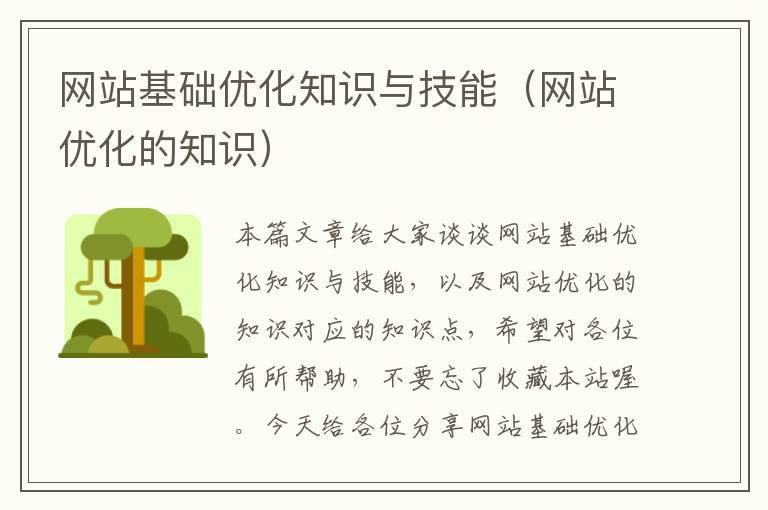 网站基础优化知识与技能（网站优化的知识）