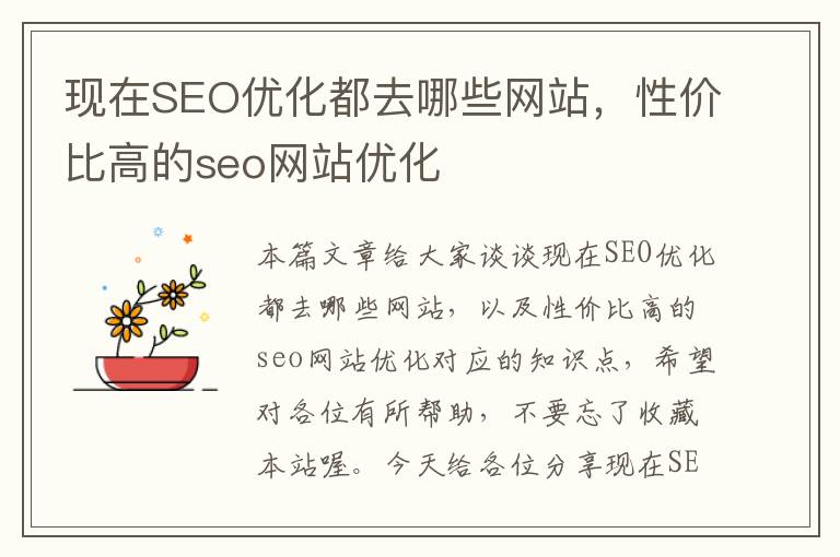 现在SEO优化都去哪些网站，性价比高的seo网站优化