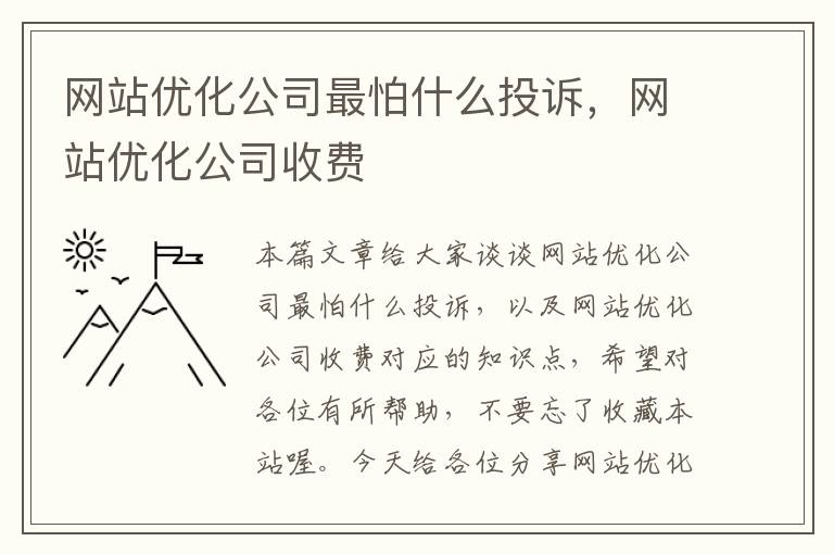 网站优化公司最怕什么投诉，网站优化公司收费