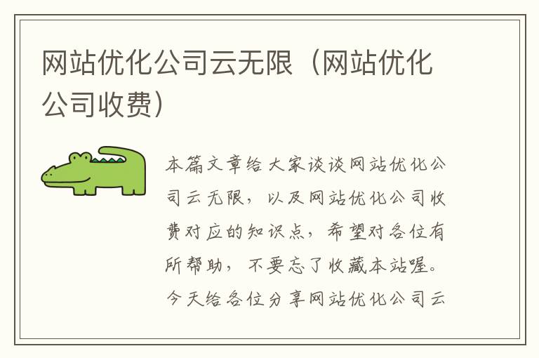 网站优化公司云无限（网站优化公司收费）