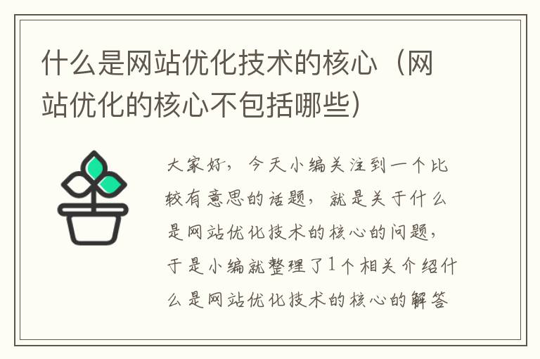 什么是网站优化技术的核心（网站优化的核心不包括哪些）