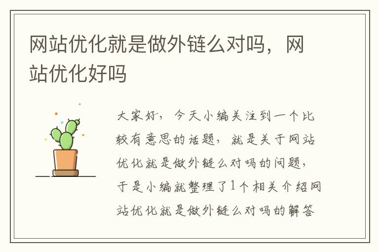 网站优化就是做外链么对吗，网站优化好吗