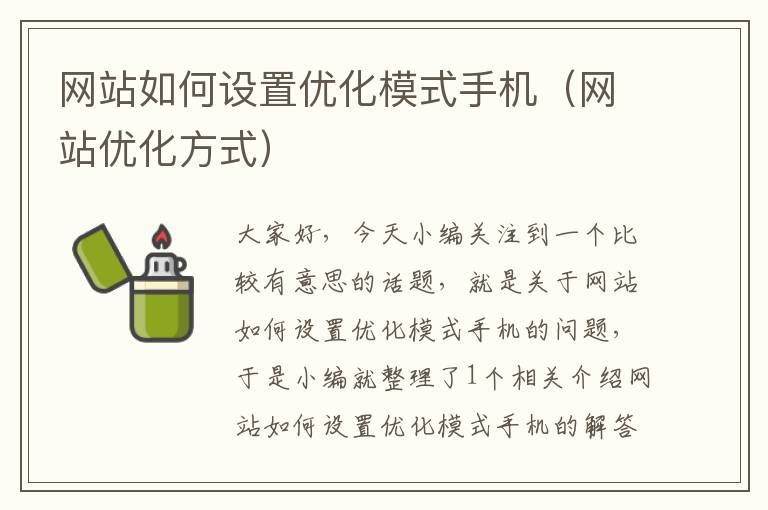 网站如何设置优化模式手机（网站优化方式）