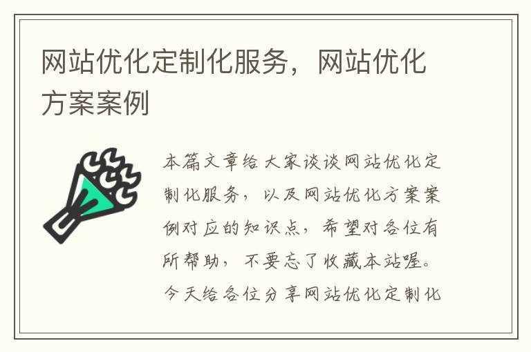 网站优化定制化服务，网站优化方案案例