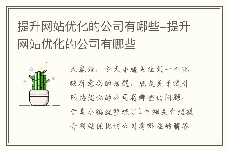 提升网站优化的公司有哪些-提升网站优化的公司有哪些