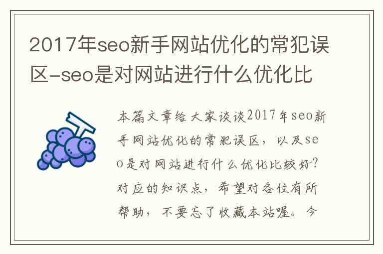 2017年seo新手网站优化的常犯误区-seo是对网站进行什么优化比较好?