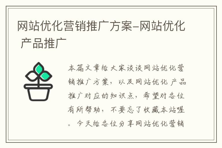 网站优化营销推广方案-网站优化 产品推广