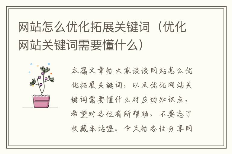 网站怎么优化拓展关键词（优化网站关键词需要懂什么）